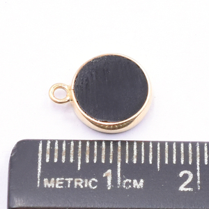 โอนิกซ์สีดำ 12-14 มม. พร้อมจี้ทรงกลม ขอบเงิน ชุบทอง 18K - Product Image 3