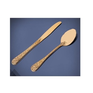 ชุดช้อนส้อมมีดสีทอง2ชิ้นพร้อมชุดเครื่องใช้บนโต๊ะอาหารขนาดสั่งทำได้ตามต้องการ - Product Image 1