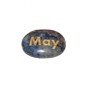 Engraved Oval Sodalite May <b>Stone</b> Carved Technique - Product Image 1