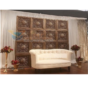 Precioso marco de fibra tallada a mano para puerta de boda, conjunto de marcos de fibra con acabado marrón, estilo de puerta - Product Image 1