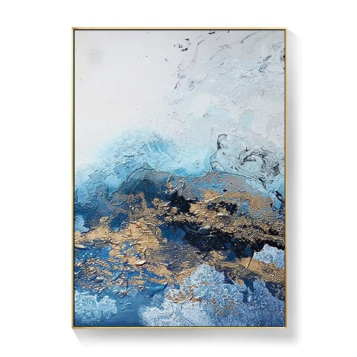 Abstract Gold Blue Marble Ripple Canvas Painting Nordic Modern Wall Art Posters and Prints Living Room Decoration Wall Pictures