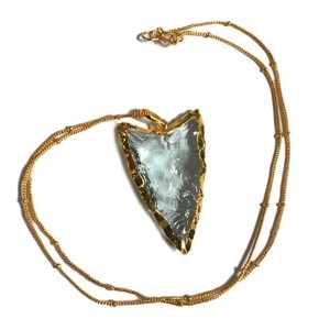 Collier en verre avec pointes de flèches en aquamarine, pierres naturelles de guérison, meilleur rapport qualité-prix : Collier en verre avec pointes de flèches en aquamarine à vendre - Product Image 1