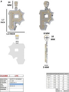 Pendentif hip-hop personnalisé en or jaune/blanc 10 carats avec diamants naturels Bagues en or poids 6.06 carats de 25 grammes - Product Image 3