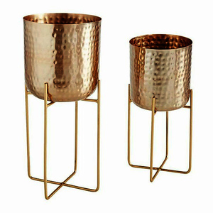 Pot de fleurs marron tendance, nouvelle arrivée, design créatif, trois pots avec plateau pour la décoration intérieure - Product Image 5