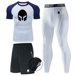 Wholesale Compression Pants Shirt Top Long Sleeve Jacket Set Suit Face Cover Gym Fitness Sets 5Pcs Men's Workout Clothes - Product Image 3