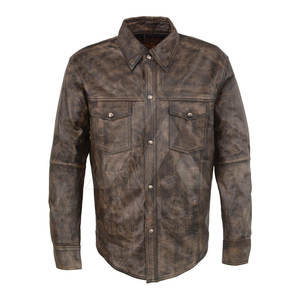 Chemises en cuir à carreaux décontractées à manches longues personnalisées pour hommes de grande taille avec caractéristiques anti-rides et respirantes - Product Image 1