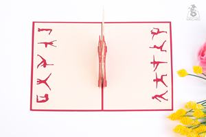Impresión 3D de alta calidad Yoga Red Kirigami Card Vietnamita hecho a mano Pop Up Card precio razonable artesanía - Product Image 5