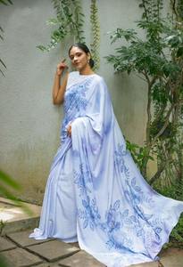 Saree imprimé en soie avec chemisier pour femmes indiennes, vêtements décontractés les plus récents et les plus tendances, vente en gros à bas prix Surat. Vêtement - Product Image 2