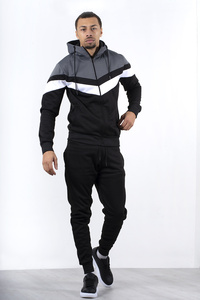 Chaqueta de Color contrastante para hombre, Sudadera con capucha ajustada, cremallera, informal, de manga larga, deportiva, 2021 - Product Image 3