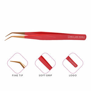 แหนบต่อขนตาสแตนเลส,แหนบต่อขนตาปลอมปลายทองและแดง12มม. 35deg - Product Image 1