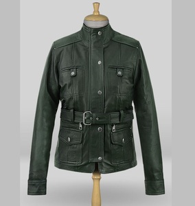 Blouson de motard unisexe en cuir d'agneau brossé, pour motard, Moto et motocycliste, couleur vert foncé, nouveau Design, hiver 2020 — 2021 - Product Image 1