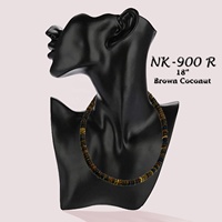 Collier Hawaïen en Coquille de Noix de Coco Fait Main, Collier Perlé de Plage pour Surfiste, Bijou d'Été Unisexe