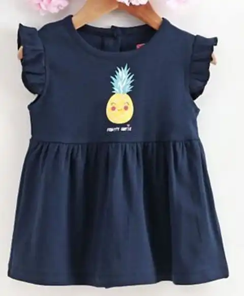 تصميم جديد أفضل نوعية منتجات أكثر جودة تصميم جديد فساتين للفتيات الصغيرات كاجوال للصيف قطن أزرق من بنجلاديش