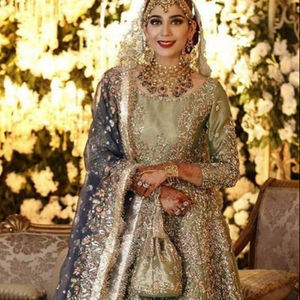 Stunning flared long <b>jacket</b> lehenga <b>dress</b> embellished in glass beads stone sequence work <b>for</b> <b>Wedding</b>/party <b>dress</b> - Product Image 1