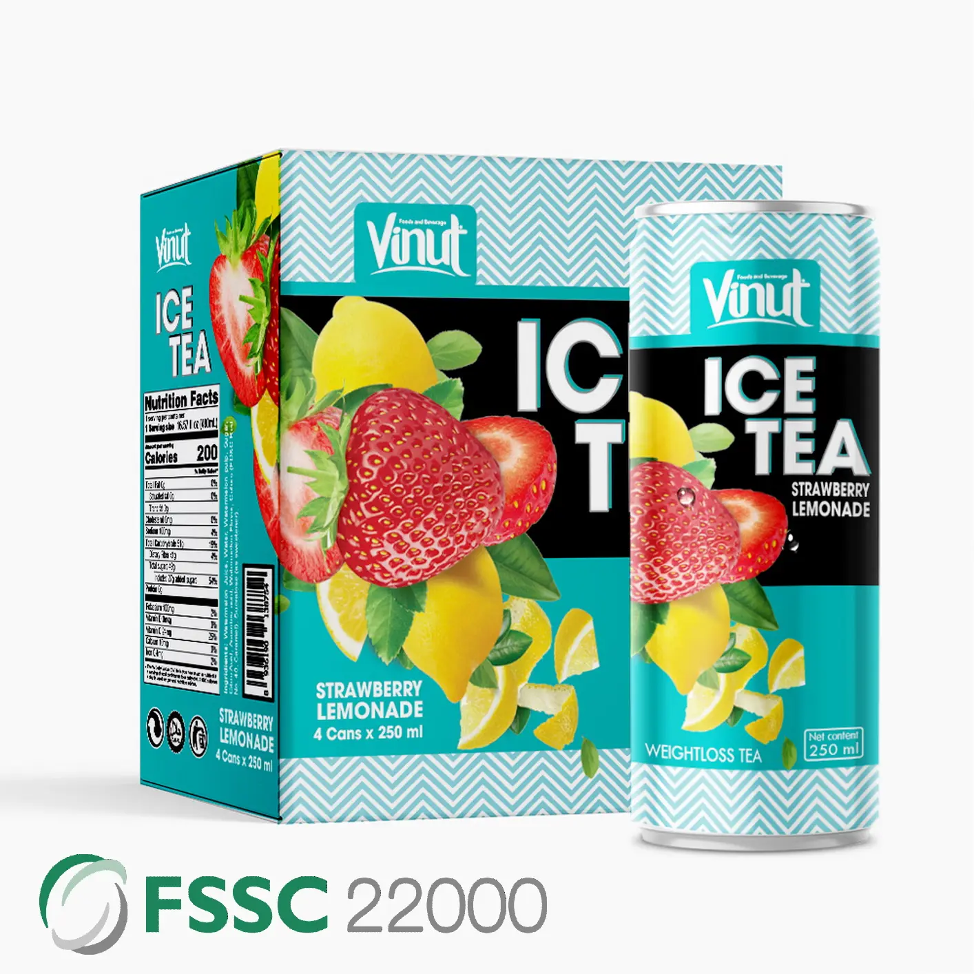 250ml bevande Gassate Può (In Scatola) di Tè di Ghiaccio Fragola Limonata Succo di Salute Bellezza Bevanda Private Label di Vendita All'ingrosso