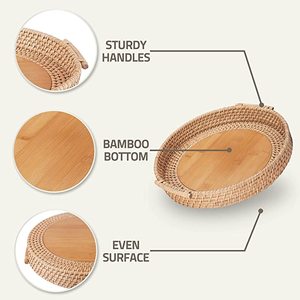 Luxury <b>Round</b> Rattan Tray Perfect for Hotel Ware Wedding Tableware and Stylish Kitchen Accessories and Decor - Product Image 3