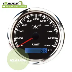 85mm electrical 200 KMH black face white LED digital odometer display heavy truck bus agricultural machine needle Speedometer