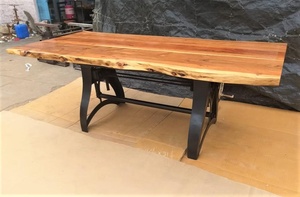 Công nghiệp Acacia gỗ bàn ăn gang cơ sở | sống cạnh rắn gỗ thanh Bảng Chiều cao điều chỉnh đồ nội thất phòng ăn cho - Product Image 2