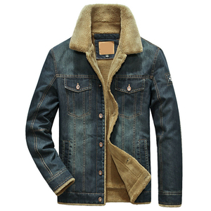 men denim jacket with fur collar 
