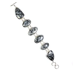 Снежинка обсидиан драгоценный камень браслеты индийские серебряные украшения