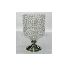 Portavelas grande de aluminio y metal con cuentas de cristal chapado en oro para decoración del hogar y la boda para Pascua y otras celebraciones - Product Image 3