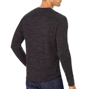 Soldes d'été : T-shirt noir à col rond, T-shirt anthracite à manches longues en pur coton. Vêtements - Product Image 6