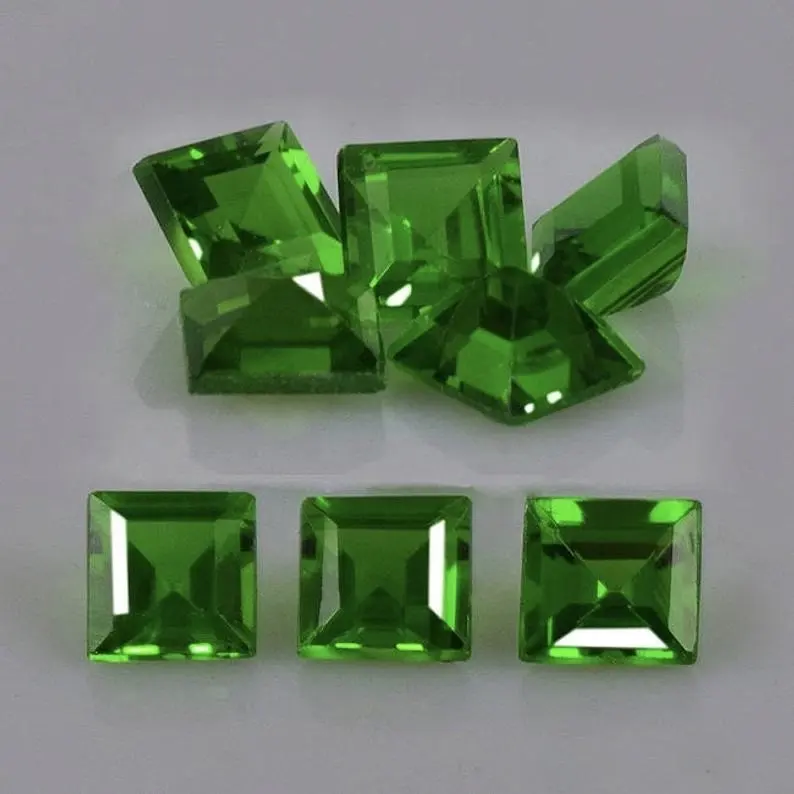 Chrome Diopside Gemstones Shop Online Wholesale Loose Stones Natural Faceted Square Cut Loose 5mm Jewelry Making Gemstones