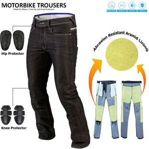 Vintage Men's Motorcycle Motorbike Denim Trousers Pants Protection <b>Lined</b> <b>Jeans</b> - Product Image 2