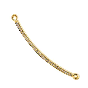 Sólido 14k amarillo oro Bar collar de la joyería diamante pavimenta conectores oro sólido bien, fabricante de la joyería