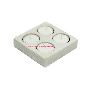 Soporte para cuatro luces de té, diseño de mármol blanco, hecho a mano - Product Image 1