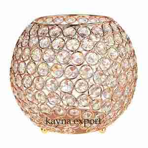 Hermoso candelabro votivo Chapado en cobre decorativo cristal metal chapado en oro votivo para luz de té a precio barato - Product Image 1