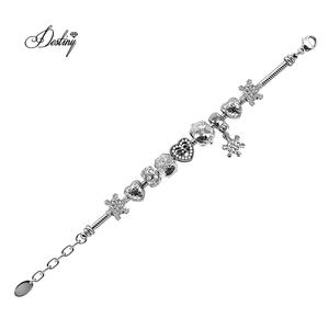 Feliz copo de nieve corazón encanto cuentas <span class=keywords><strong>pulsera</strong></span> adornado con cristales <span class=keywords><strong>Swarovski</strong></span> Navidad Daisini mejor amigo regalo joyería - Product Image 4