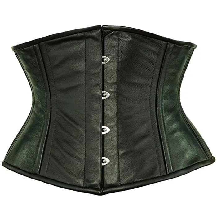 COSH CORSET Underbust Steelboned Waist Training Black Leather Waspie Corset Adjustable Laced Up Leather Corset Vendors Exporter