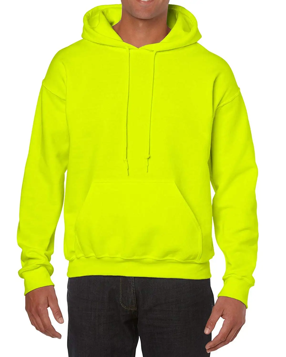 OEM Online Best Quality Neon Green Color Cotton Hoodies For Men Casual Kangaroo Pocket Hoodie