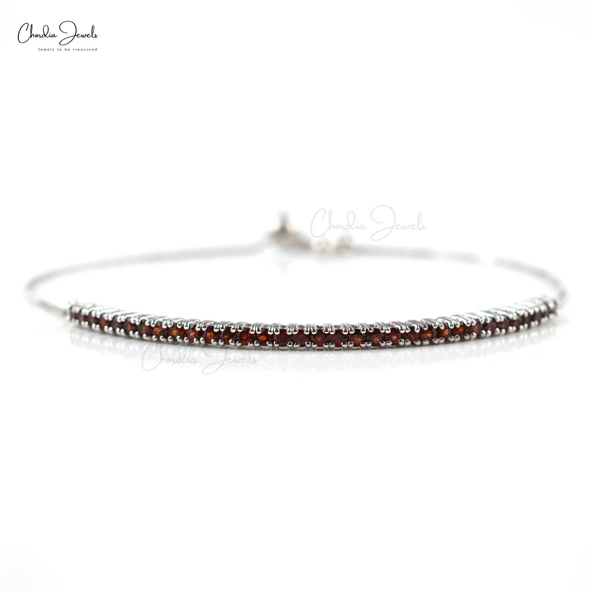 Natural Garnet Round Cut 925 Sterling Silver Stylish Flexible Bracelet For Healing Relationship Women Jewelry At Factory Cost