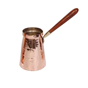 Turkish Copper Coffee pot with Wooden Handle and Shiny polish Copper Milk pot for Kitchen Use Copper milk pot