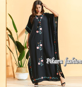 Resort Wear Women <b>Beach</b> Casual Loose Embroidered Boho <b>Kaftan</b> Ladies Swimsuit Cover up Dress With Tassel Decor - Product Image 1