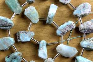 ลูกปัดอัญมณีลาริมาร์สีน้ำเงิน21ชิ้นรูปทรงไม่สม่ำเสมอตามธรรมชาติพร้อมสว่านเจาะด้านบนหยาบสำหรับการทำเครื่องประดับ - Product Image 5