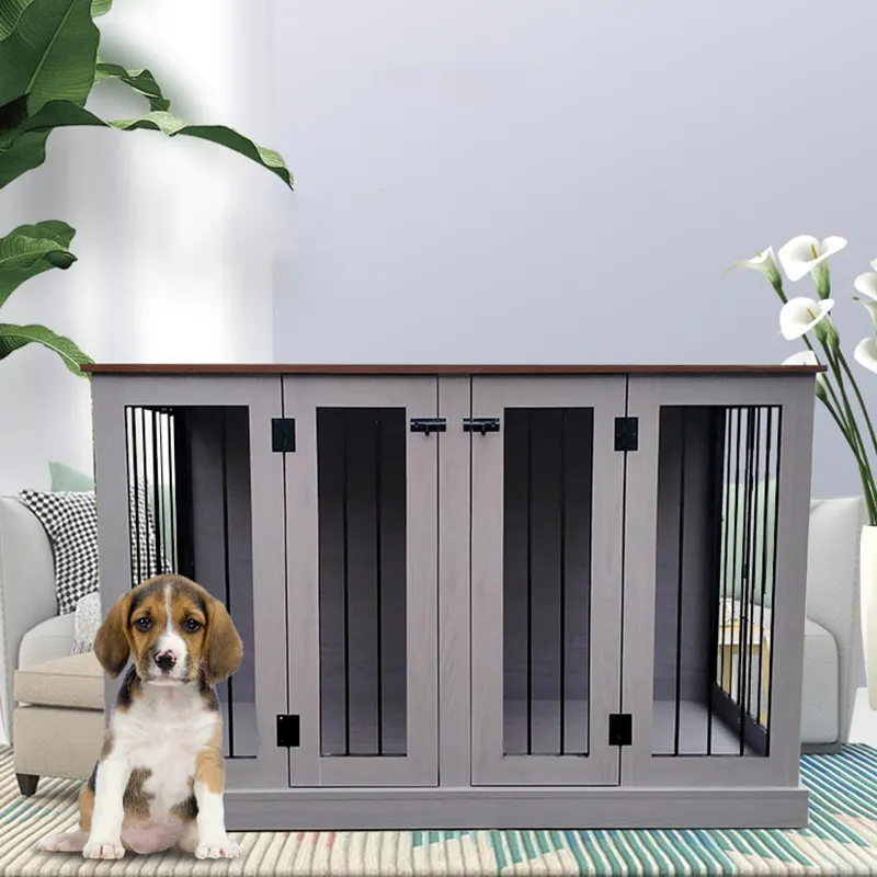 Gỗ Trong Nhà Chó Kennel Pet Crate Lồng