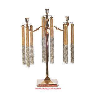 Centres de table de mariage candélabre perlé bougie à 5 bras candélabre de haute qualité en métal aluminium fait à la main pour la décoration intérieure - Product Image 1