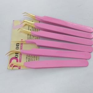 Outils de cils professionnels Pince à cils rose avec pointes dorées Marque privée Miroir de cils Fournitures d'extension de cils - Product Image 4