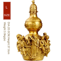 Figurine de citrouille Hulu des divinités taoïstes Feng Shui, décoration maison et jardin, santé et prospérité, en laiton poli plaqué or, citrouille Bagua Wu