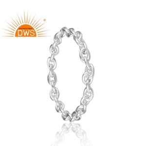 Nuevo anillo de cadena de eslabones de plata esterlina fina, joyería de plata lisa, Colección clásica, Colección delicada - Product Image 3