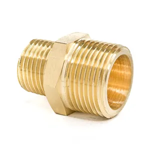 Brass Double Male Threaded Straight Nipple Water Gas Pipe Fitting for USA market