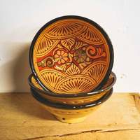 Ensemble de bols en céramique traditionnels ethniques marocains, design bohème fait à la main, logo personnalisable pour les trempettes de collations dans les ensembles de vaisselle de cuisine