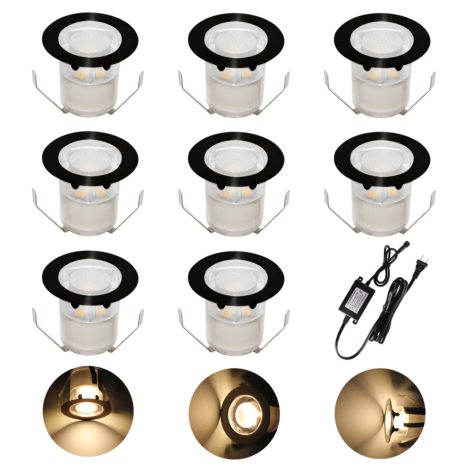 12V 1W RGBW Wifi Adjustable Outdoor Buried Floor Round Step Inground  Garden Led Deck Lights with black finishing