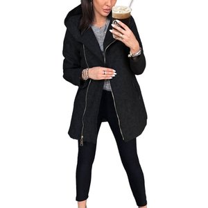 Sweat-shirt à capuche imprimé pour femme, 100% coton, avec fermeture éclair intégrale en velours, coupe ajustée, coupe-vent, OEM - Product Image 3