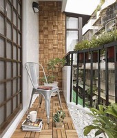 Ubin Lantai Kayu Jati Vietnam Sistem Interlocking untuk Balkon/Lantai, Pemasangan Sendiri, KD, Teras, Taman