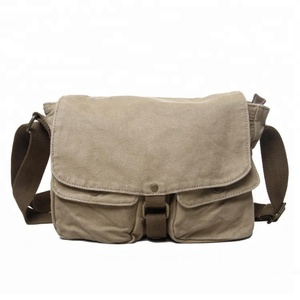 Borsa a tracolla 2371 da uomo in stile Vintage con decorazione a bottone in tela verde scuro - Product Image 3