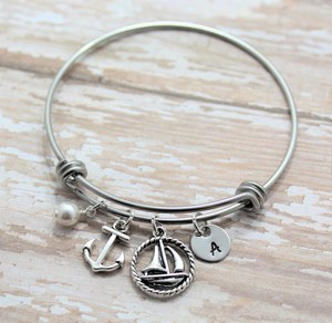 สร้อยข้อมือแฮนด์เมดลายมหาสมุทร สร้อยข้อมือลายสมอเรือ - Product Image 1